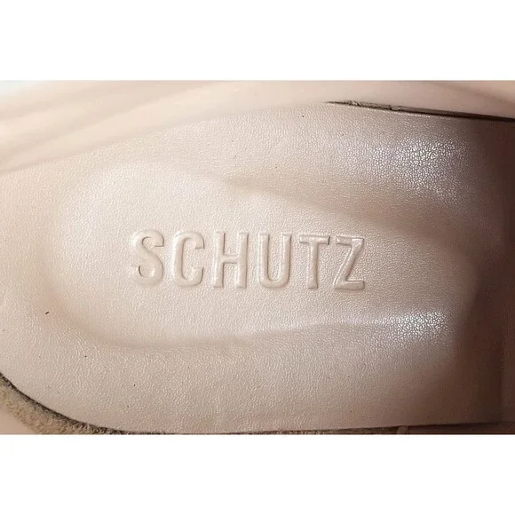 SCHUTZ Women's Sutton Leather Lace Up Hiker Boots Oyster 8.5 Beige Booties - Picture 3 of 14